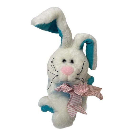 Toys | Vintage Whiteblue Bunny Rabbit Wpinstripe Bow Stuffed Animal ...